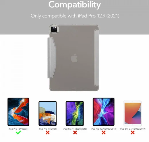 ESR Ascend Apple iPad Pro 12.9 2021 Hoes Tri-Fold Book Case Grijs afbeelding 9