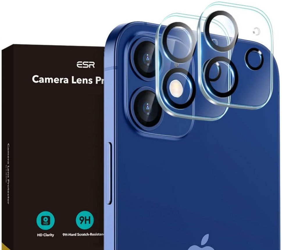 ESR Apple iPhone 12 Camera Lens Protector 2-Pack Zwart afbeelding 1