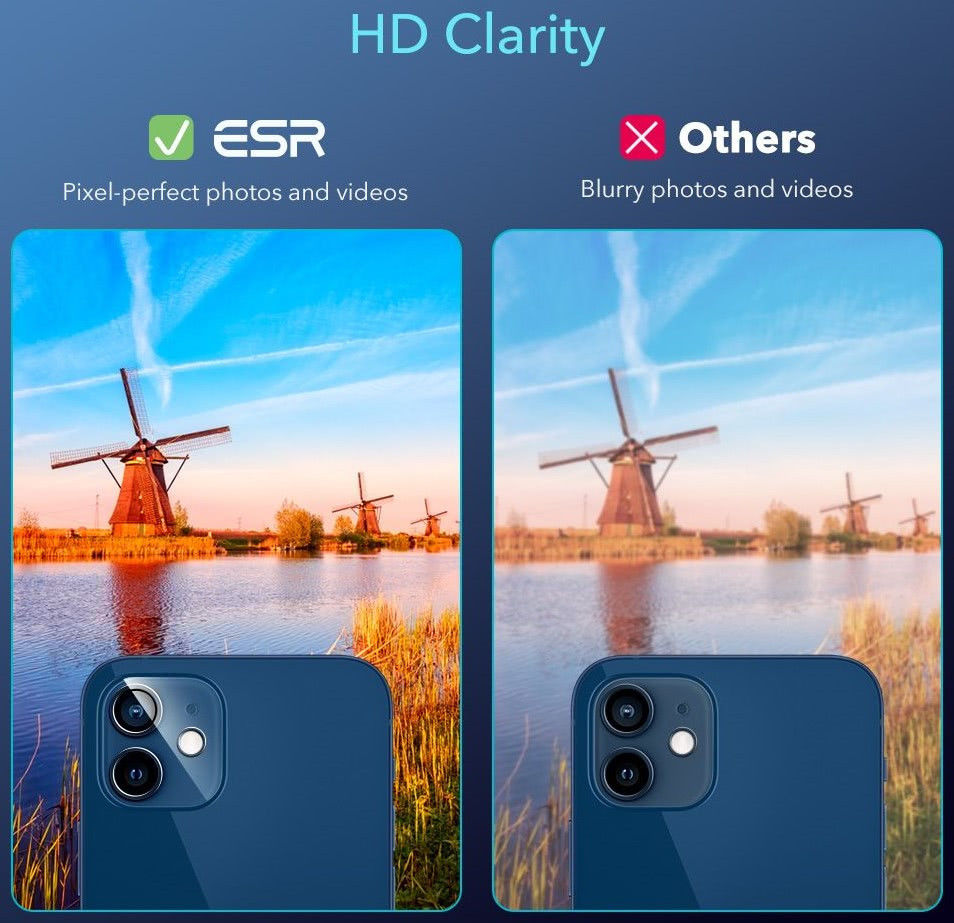 ESR Apple iPhone 12 Camera Lens Protector 2-Pack Zwart afbeelding 11