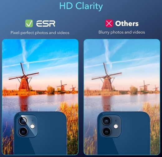 ESR Apple iPhone 12 Camera Lens Protector 2-Pack Zwart afbeelding 11