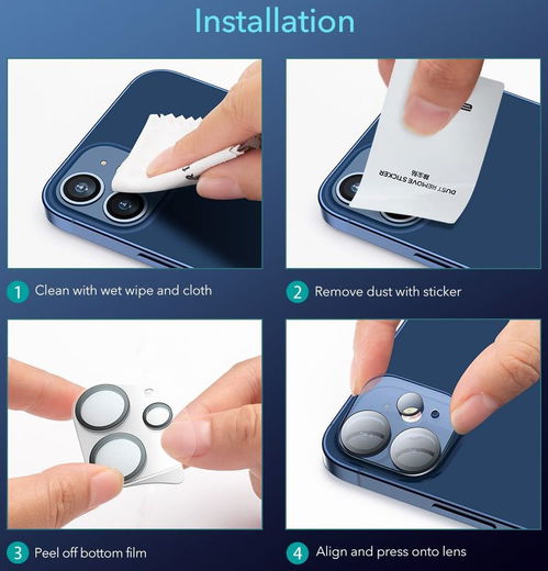 ESR Apple iPhone 12 Camera Lens Protector 2-Pack Zwart afbeelding 12