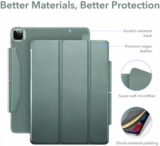 ESR Ascend Apple iPad Pro 12.9 2021 Hoes Tri-Fold Book Case Groen afbeelding 2