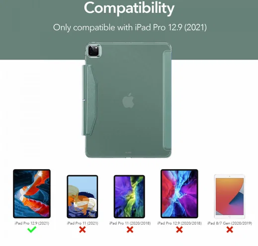 ESR Ascend Apple iPad Pro 12.9 2021 Hoes Tri-Fold Book Case Groen afbeelding 9