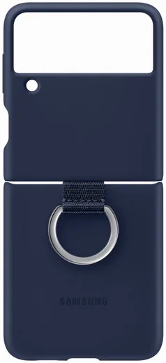 Origineel Samsung Galaxy Z Flip 3 Hoesje Silicone Cover met Ring Blauw afbeelding 2