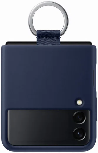 Origineel Samsung Galaxy Z Flip 3 Hoesje Silicone Cover met Ring Blauw afbeelding 1