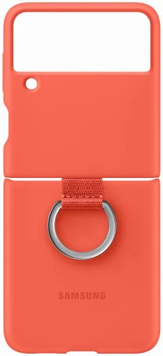Origineel Samsung Galaxy Z Flip 3 Hoesje Silicone Cover met Ring Rood afbeelding 2
