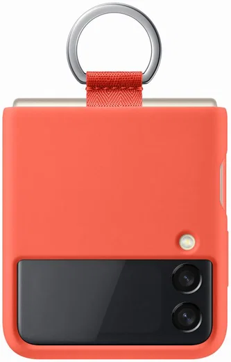 Origineel Samsung Galaxy Z Flip 3 Hoesje Silicone Cover met Ring Rood afbeelding 1