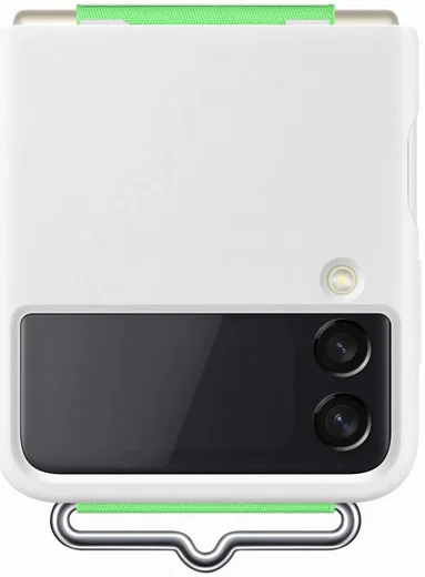 Origineel Samsung Galaxy Z Flip 3 Siliconen Hoesje met Band Wit afbeelding 2