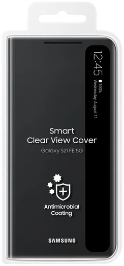 Origineel Samsung Galaxy S21 FE Hoesje Smart Clear View Cover Zwart afbeelding 6