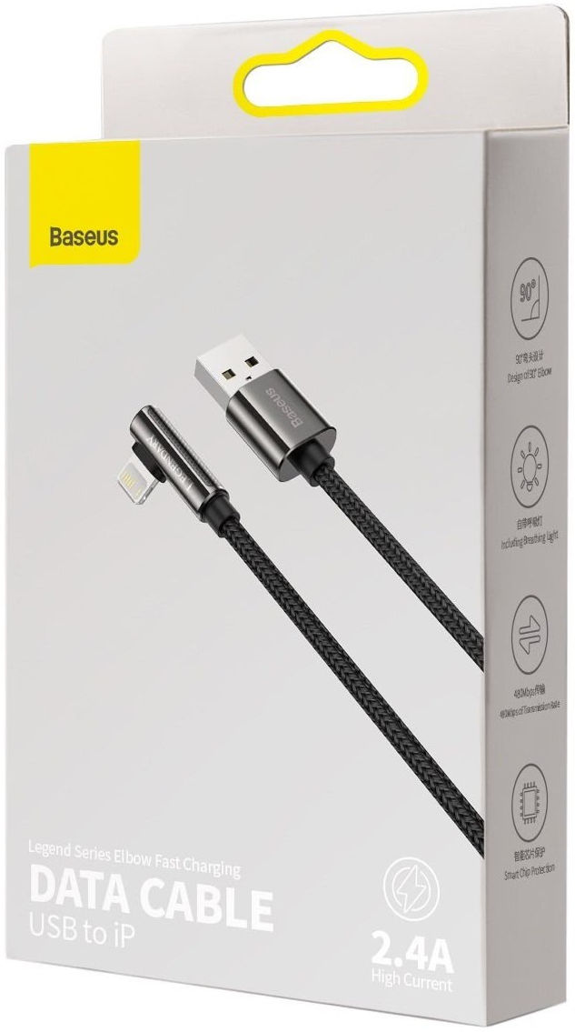 Baseus Legend Series USB naar Apple Lightning Kabel 2.4A Zwart 2M afbeelding 10