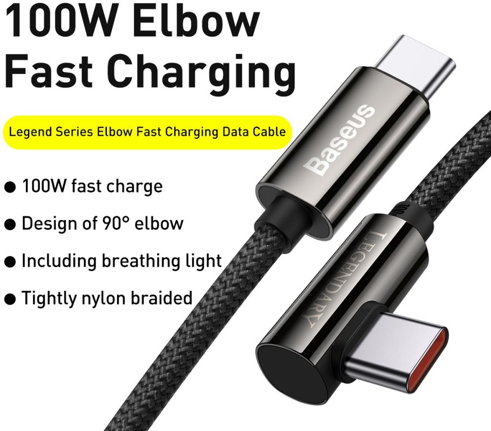 Baseus Legend Series USB-C naar USB-C Kabel 100W Zwart 2M afbeelding 8