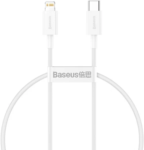 Baseus Superior USB-C naar Apple Lightning Kabel PD 20W Wit 0.25 Meter afbeelding 2