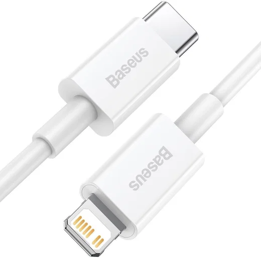 Baseus Superior USB-C naar Apple Lightning Kabel PD 20W Wit 0.25 Meter afbeelding 1