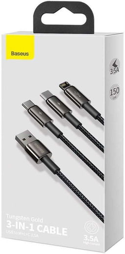 Baseus Tungsten 3-in-1 USB naar Lightning/USB-C/MicroUSB Kabel 1.2M afbeelding 10