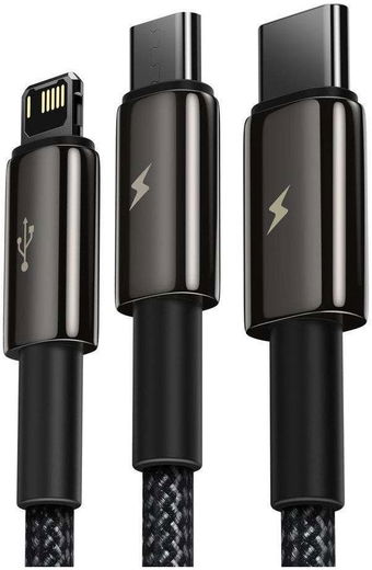 Baseus Tungsten 3-in-1 USB naar Lightning/USB-C/MicroUSB Kabel 1.2M afbeelding 2