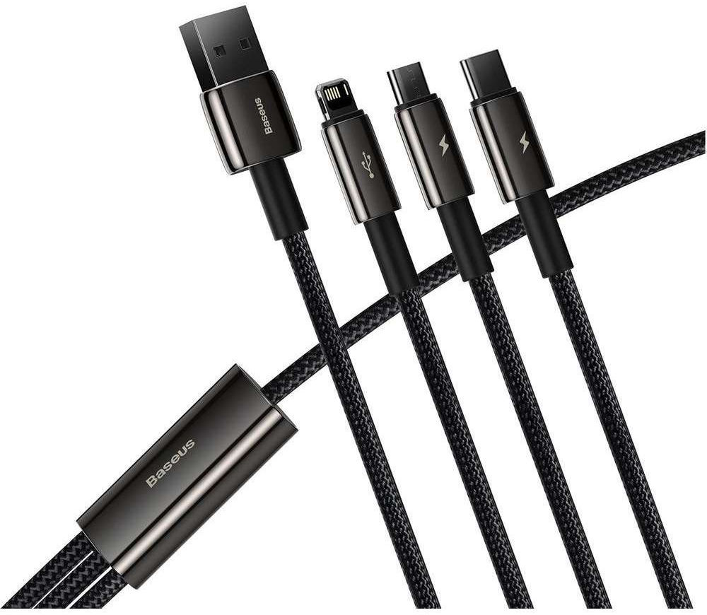 Baseus Tungsten 3-in-1 USB naar Lightning/USB-C/MicroUSB Kabel 1.2M afbeelding 5