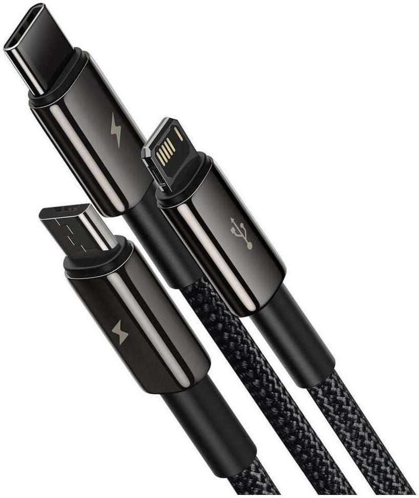 Baseus Tungsten 3-in-1 USB naar Lightning/USB-C/MicroUSB Kabel 1.2M afbeelding 6