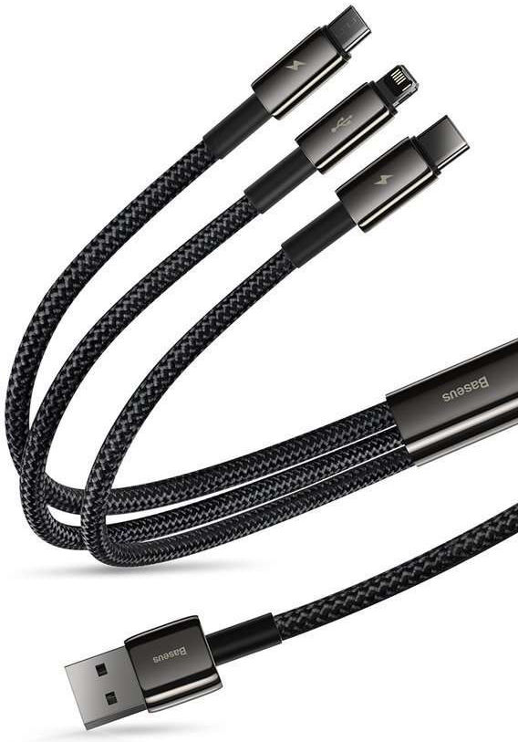 Baseus Tungsten 3-in-1 USB naar Lightning/USB-C/MicroUSB Kabel 1.2M afbeelding 8