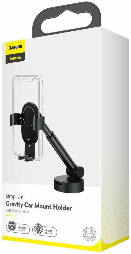 Baseus Gravity Raam/Dashboard Telefoonhouder met Zuignap Zwart afbeelding 15