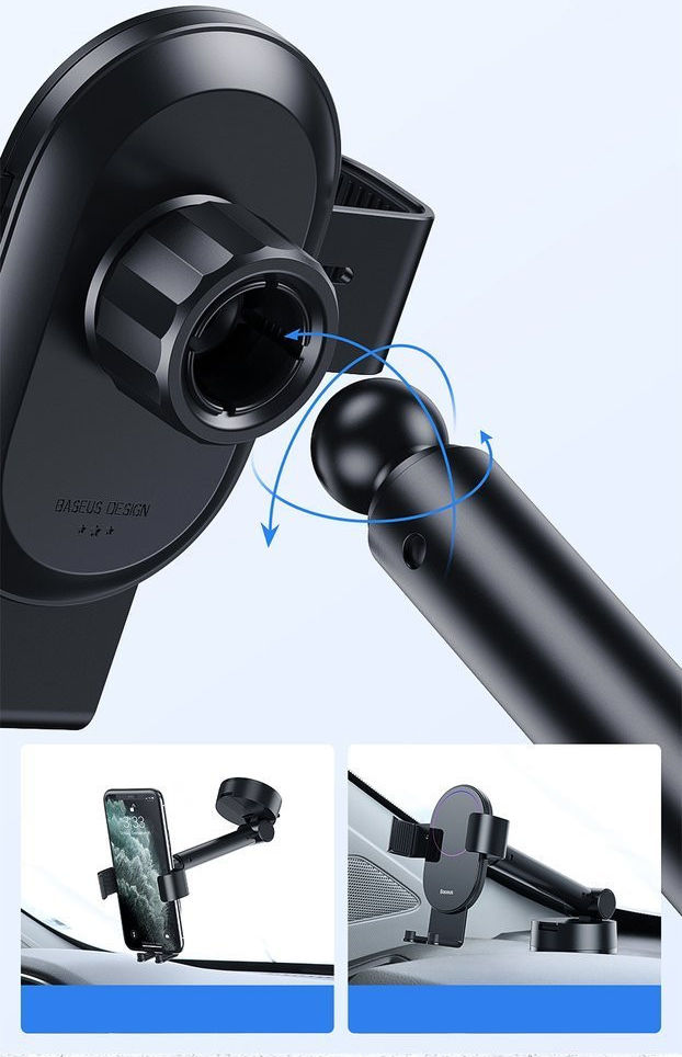 Baseus Gravity Raam/Dashboard Telefoonhouder met Zuignap Zwart afbeelding 6