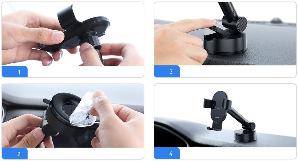Baseus Gravity Raam/Dashboard Telefoonhouder met Zuignap Zwart afbeelding 7