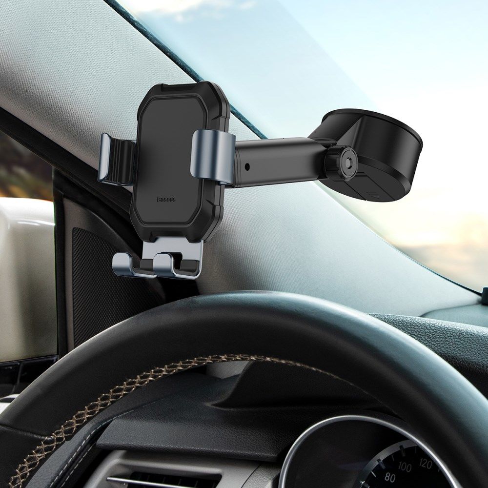Baseus Tank Gravity Raam/Dashboard Telefoonhouder met Zuignap Zwart afbeelding 2