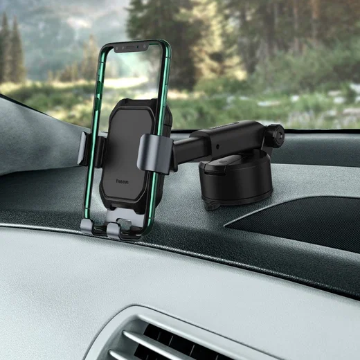 Baseus Tank Gravity Raam/Dashboard Telefoonhouder met Zuignap Zwart afbeelding 3
