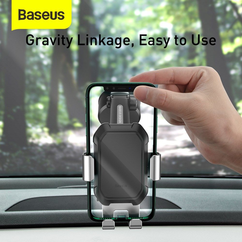 Baseus Tank Gravity Raam/Dashboard Telefoonhouder met Zuignap Zilver afbeelding 9