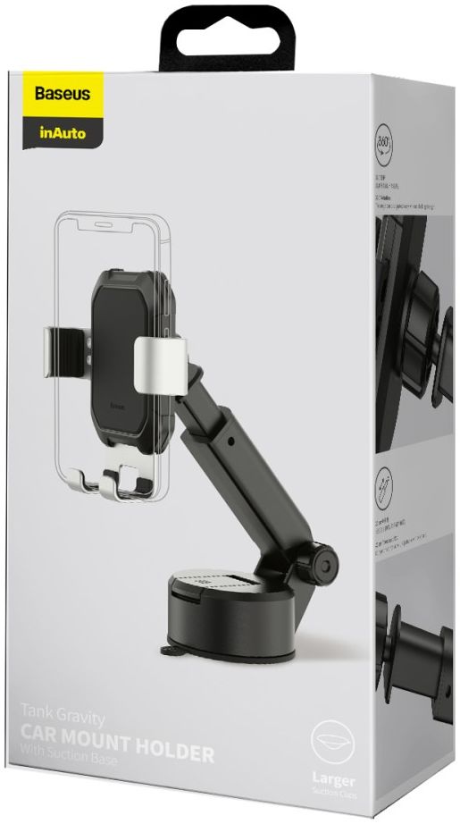 Baseus Tank Gravity Raam/Dashboard Telefoonhouder met Zuignap Zilver afbeelding 17