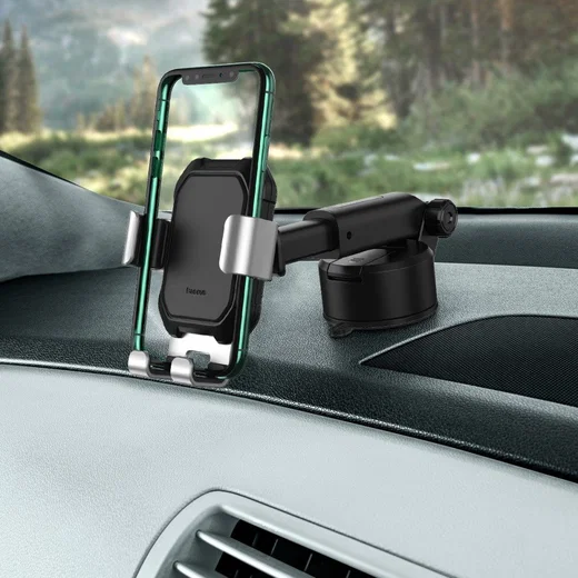 Baseus Tank Gravity Raam/Dashboard Telefoonhouder met Zuignap Zilver afbeelding 3