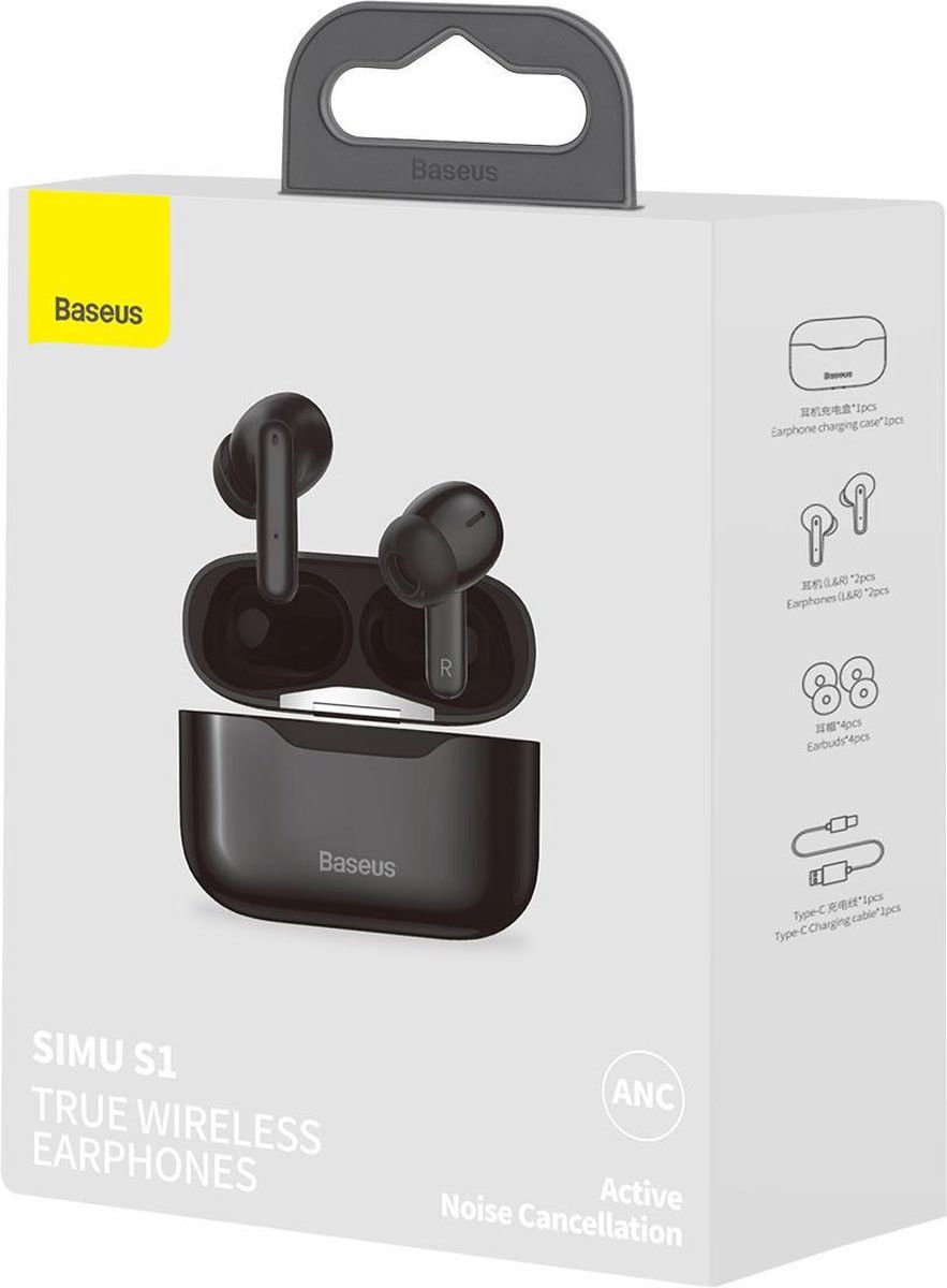 Baseus S1 Wireless Bluetooth Earphones Met Noise Cancelling Zwart afbeelding 11