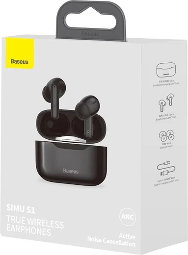 Baseus S1 Wireless Bluetooth Earphones Met Noise Cancelling Zwart afbeelding 11