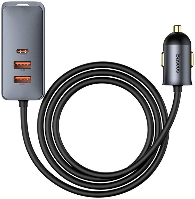 Baseus Auto Snellader 120W met 2 USB en 2 USB-C Fast Charge Poorten 1.5 meter afbeelding 1