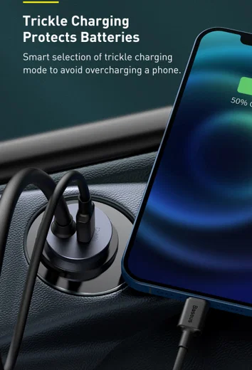 Baseus Auto Snellader 120W met 2 USB en 2 USB-C Fast Charge Poorten 1.5 meter afbeelding 10