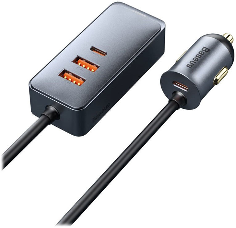 Baseus Auto Snellader 120W met 2 USB en 2 USB-C Fast Charge Poorten 1.5 meter afbeelding 2