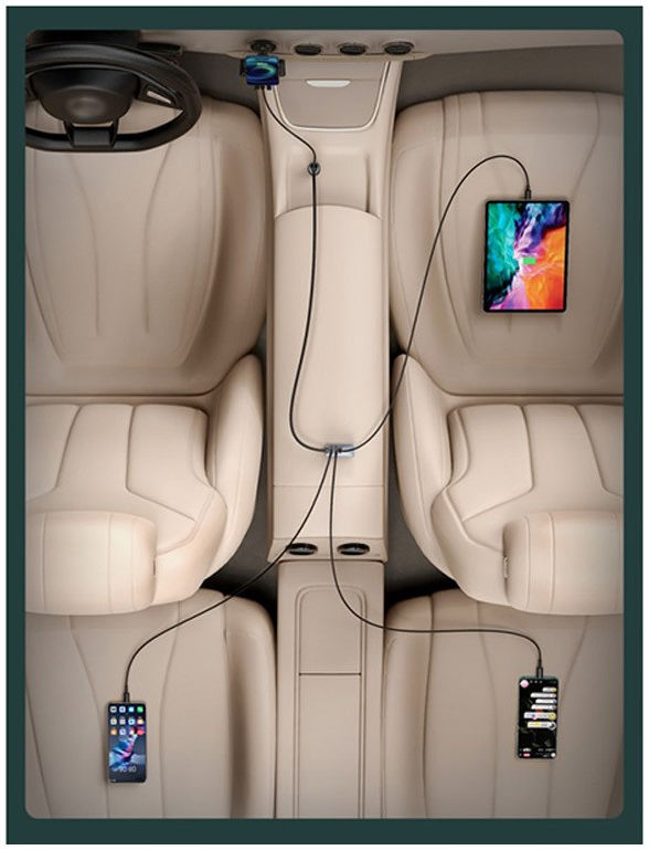 Baseus Auto Snellader 120W met 2 USB en 2 USB-C Fast Charge Poorten 1.5 meter afbeelding 4
