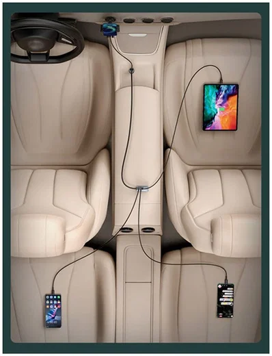 Baseus Auto Snellader 120W met 2 USB en 2 USB-C Fast Charge Poorten 1.5 meter afbeelding 4
