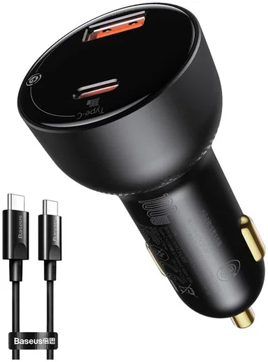 Baseus Superme Autolader USB/USB-C Snellader 100W met USB-C Kabel 1M afbeelding 1