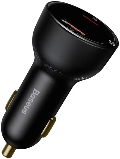 Baseus USB+USB-C Universele Fast Charge Autolader 100W Zwart afbeelding 1