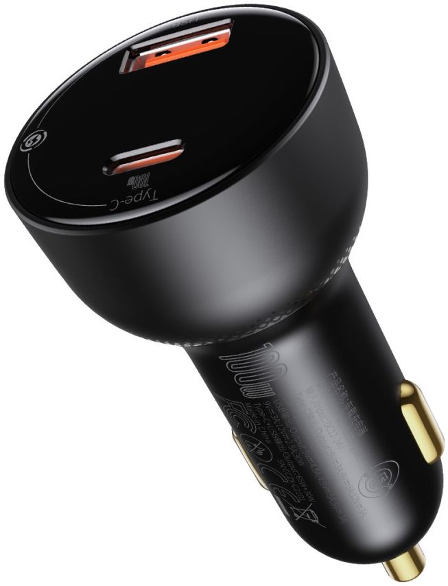 Baseus USB+USB-C Universele Fast Charge Autolader 100W Zwart afbeelding 3
