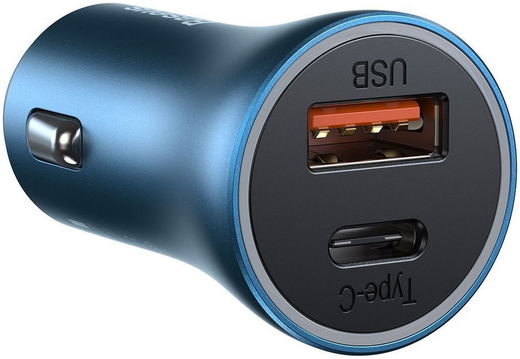Baseus Fast Charge Autolader 40W PD + Lightning Kabel 1M Blauw afbeelding 2