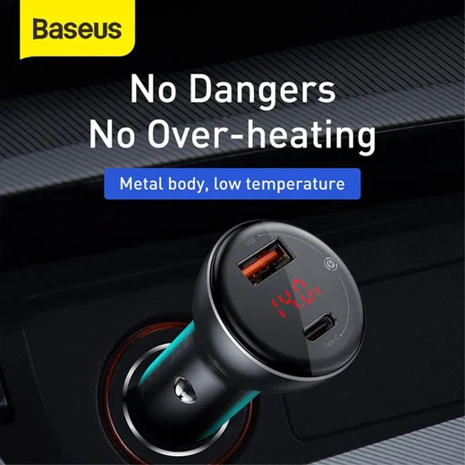 Baseus 45W Fast Charge Autolader + 60W USB-C Kabel 1M Zwart afbeelding 7