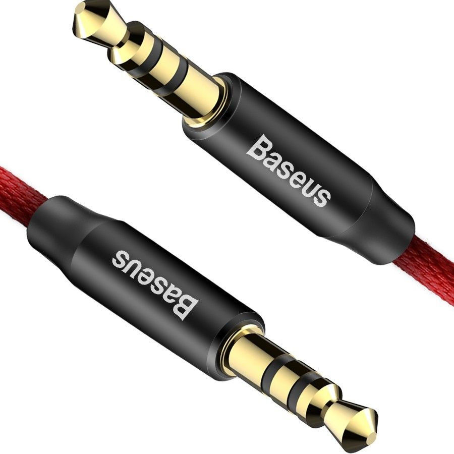 Baseus Yiven M30 3.5 mm Jack Verlengkabel 1M Rood / Zwart afbeelding 2