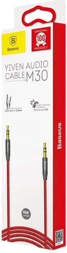 Baseus Yiven M30 3.5 mm Jack Verlengkabel 1M Rood / Zwart afbeelding 6