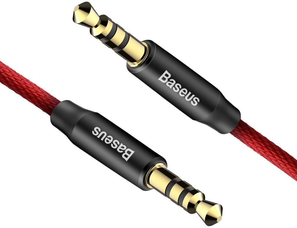 Baseus Yiven M30 3.5 mm Jack Verlengkabel 1.5M Rood / Zwart afbeelding 3