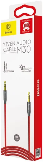 Baseus Yiven M30 3.5 mm Jack Verlengkabel 1.5M Rood / Zwart afbeelding 7