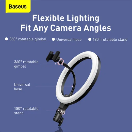 Baseus LED Ring Licht Tripod Statief en Houder voor Smartphone afbeelding 5