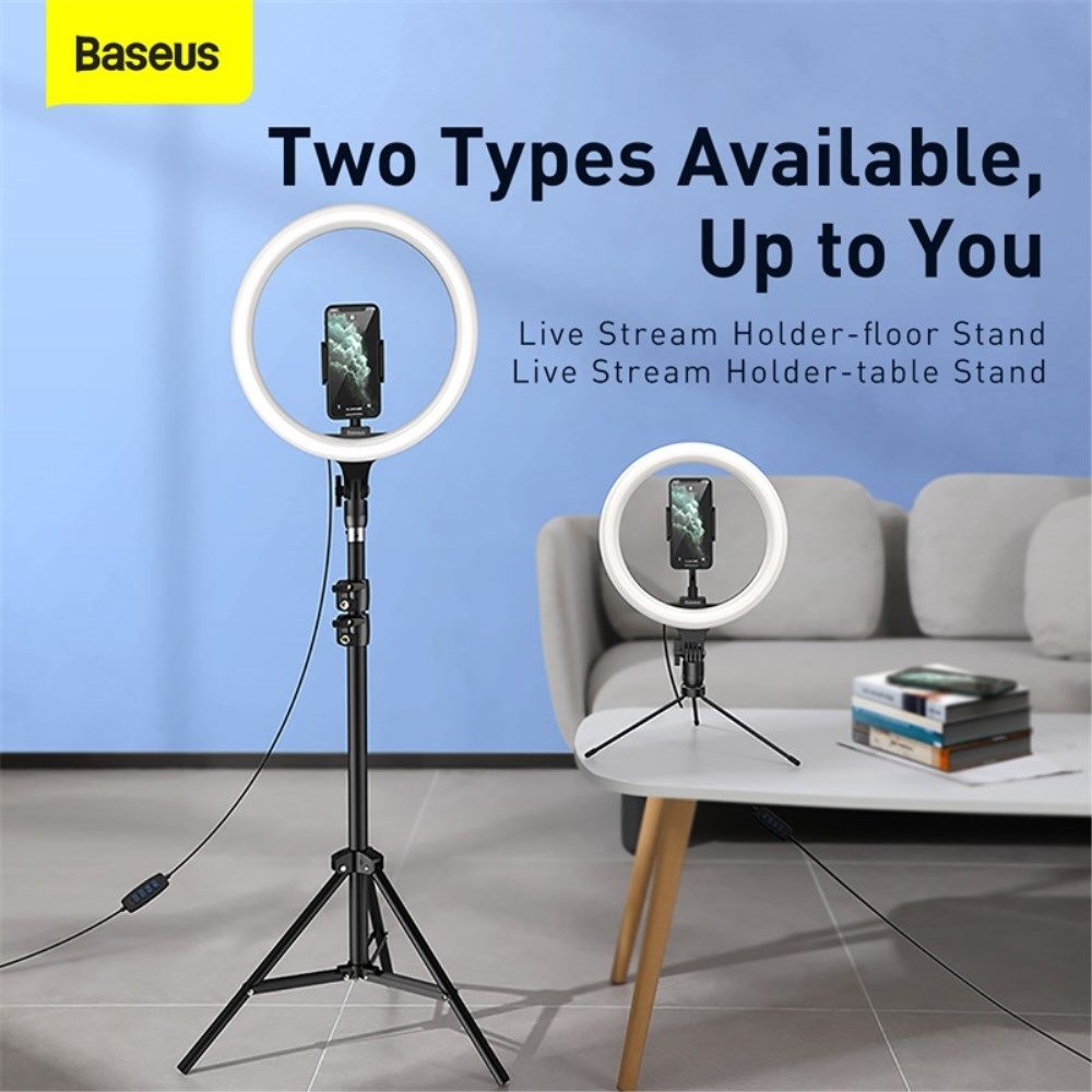 Baseus LED Ring Licht Tripod Statief en Houder voor Smartphone afbeelding 3