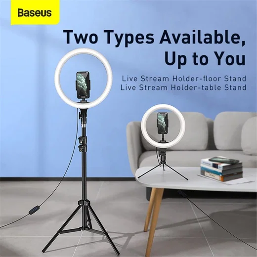 Baseus LED Ring Licht Tripod Statief en Houder voor Smartphone afbeelding 3