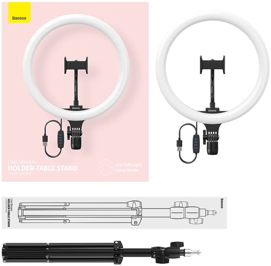 Baseus LED Ring Licht met Statief en Houder voor Smartphone afbeelding 15